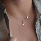 Gold Star & Moon Necklace
