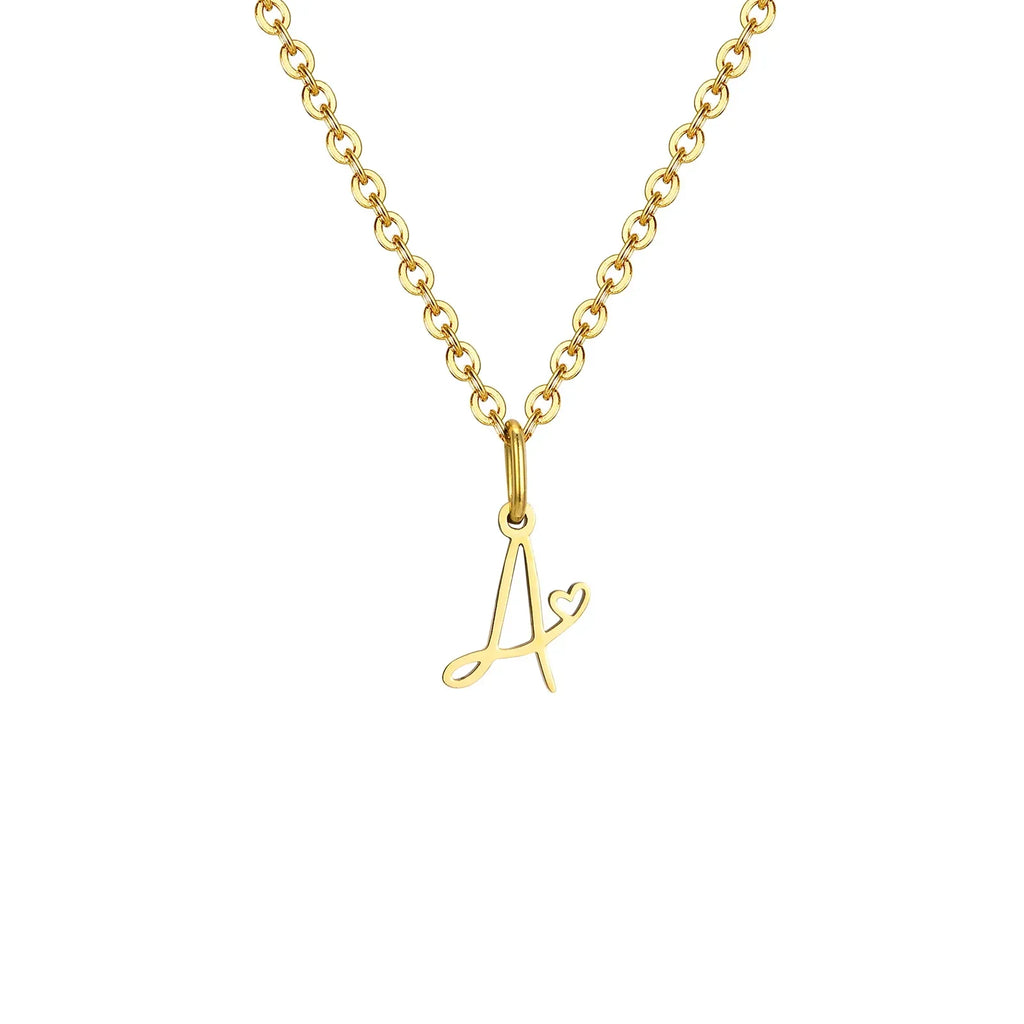 Women's necklace with initial letter and heart pendant a