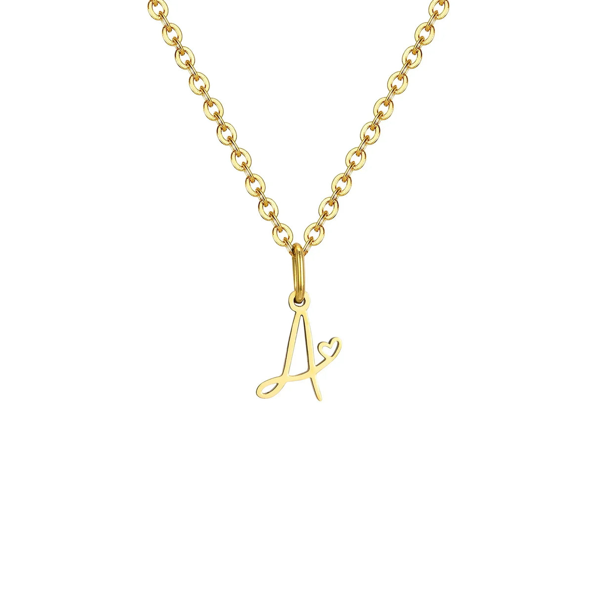 Women's necklace with initial letter and heart pendant a