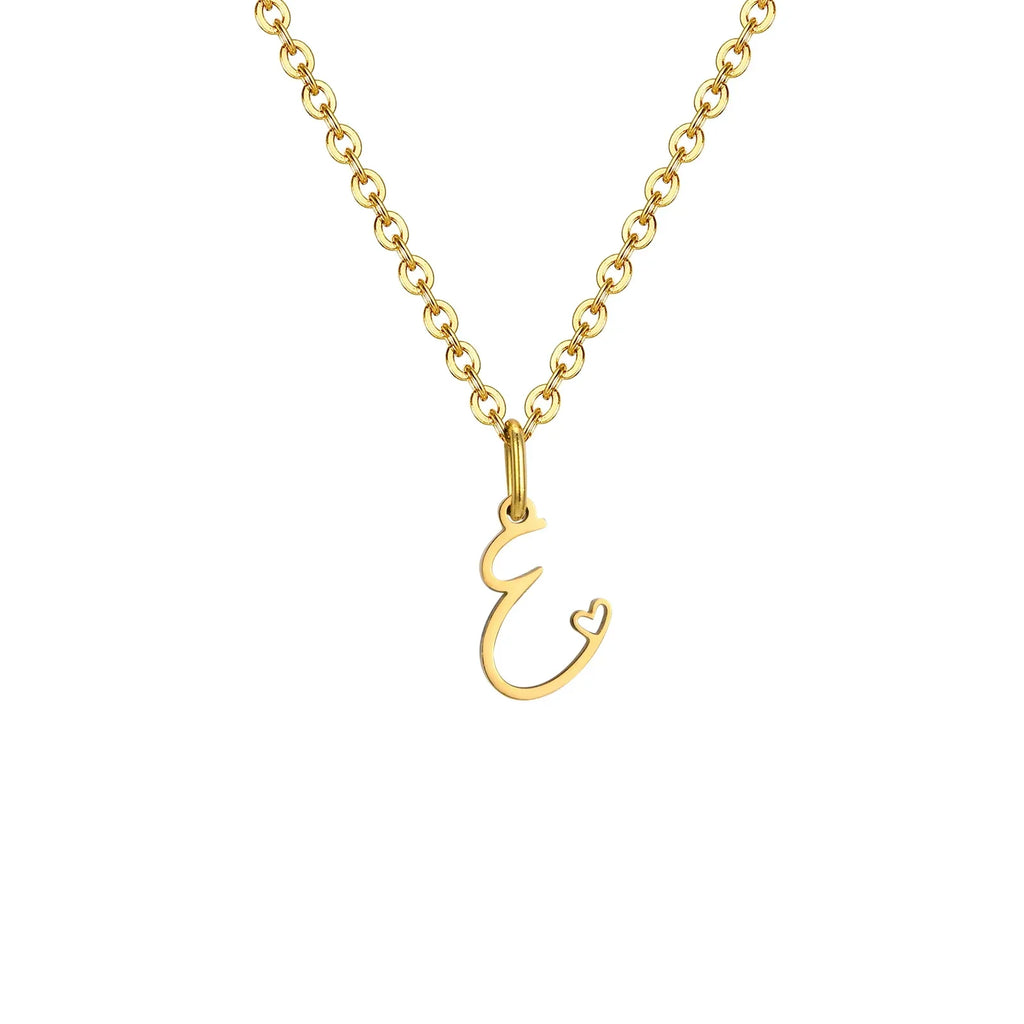 Women's necklace with initial letter and heart pendant