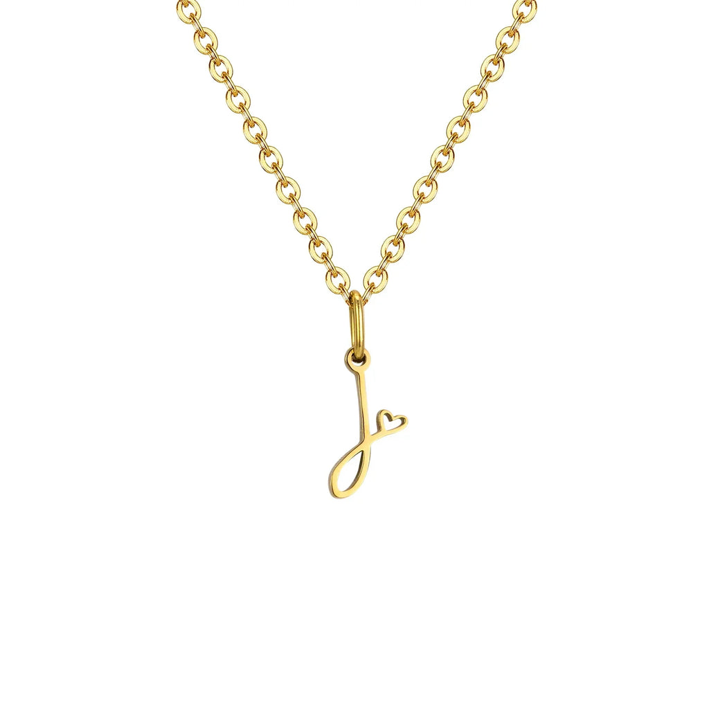 Women's necklace with initial letter and heart pendant j