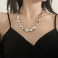 Vintage Style Necklace with Silvered Beads
