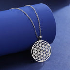 Flower of Life Necklace Beads Pendant Mandala Men Women Dawapara silver