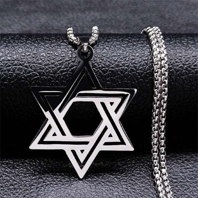 Hexagram Necklace Star of David Judaism Pendant style 1 silver