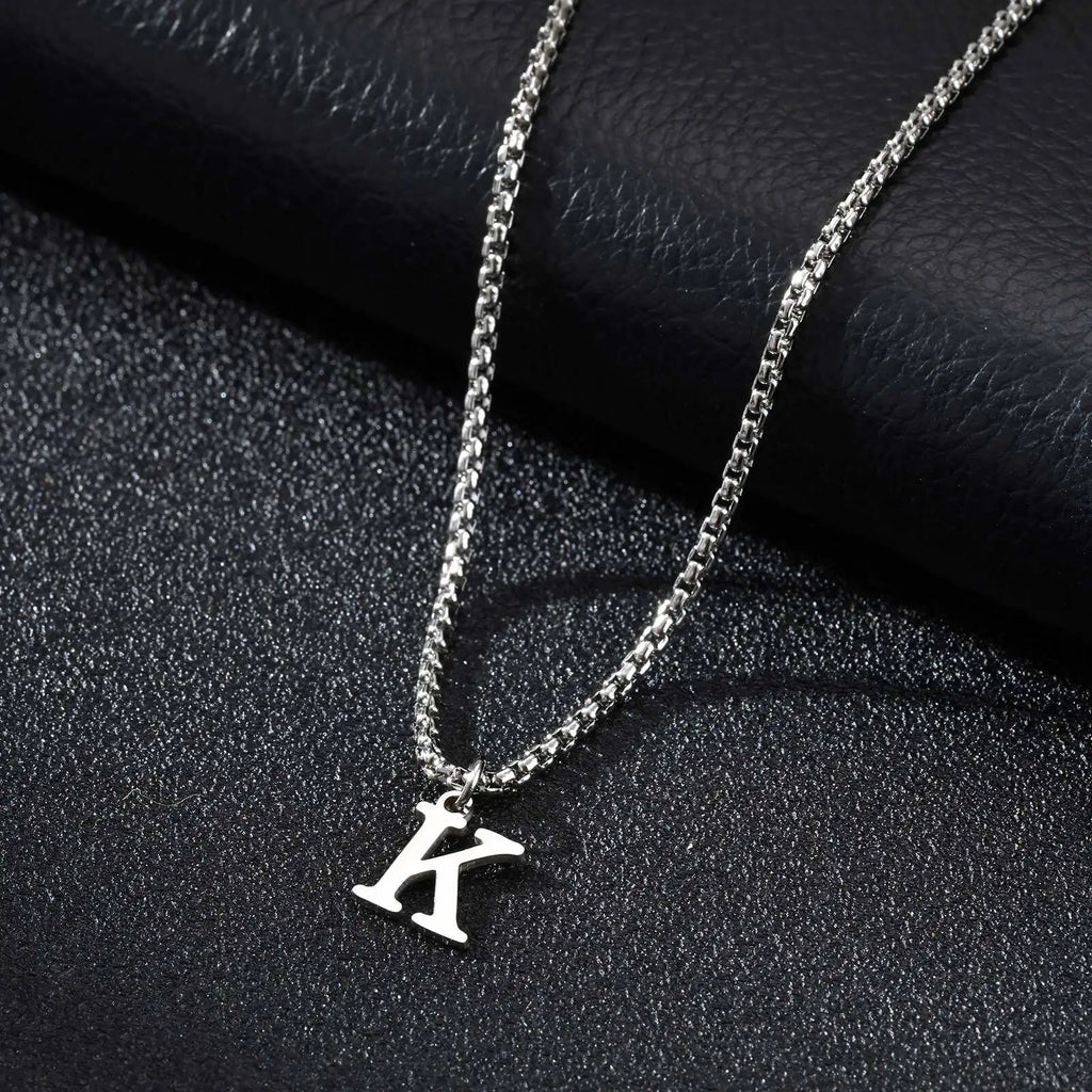 Men's necklace with K initial pendant