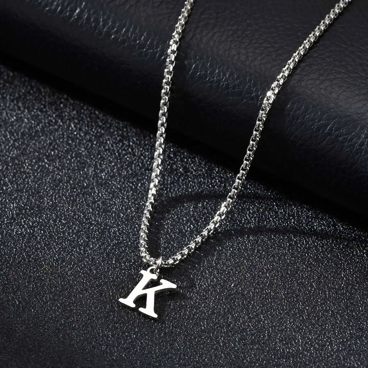 Men's necklace with K initial pendant