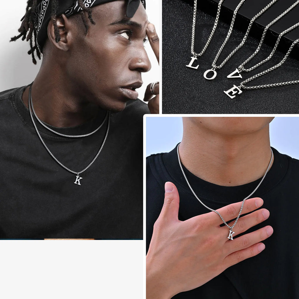 Men's necklace with initial pendant