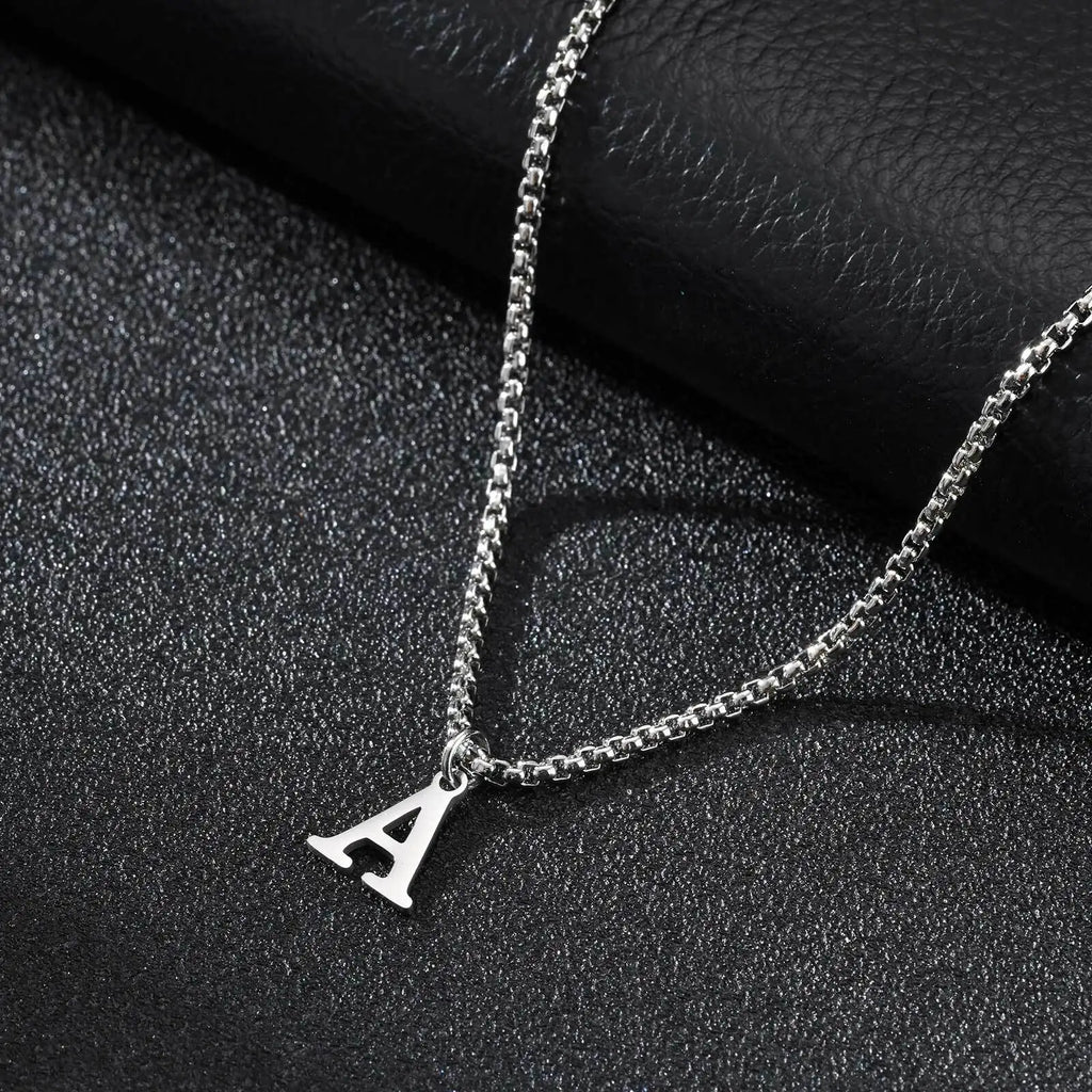 Men's necklace with A initial pendant