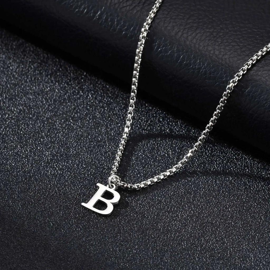Men's necklace with B initial pendant