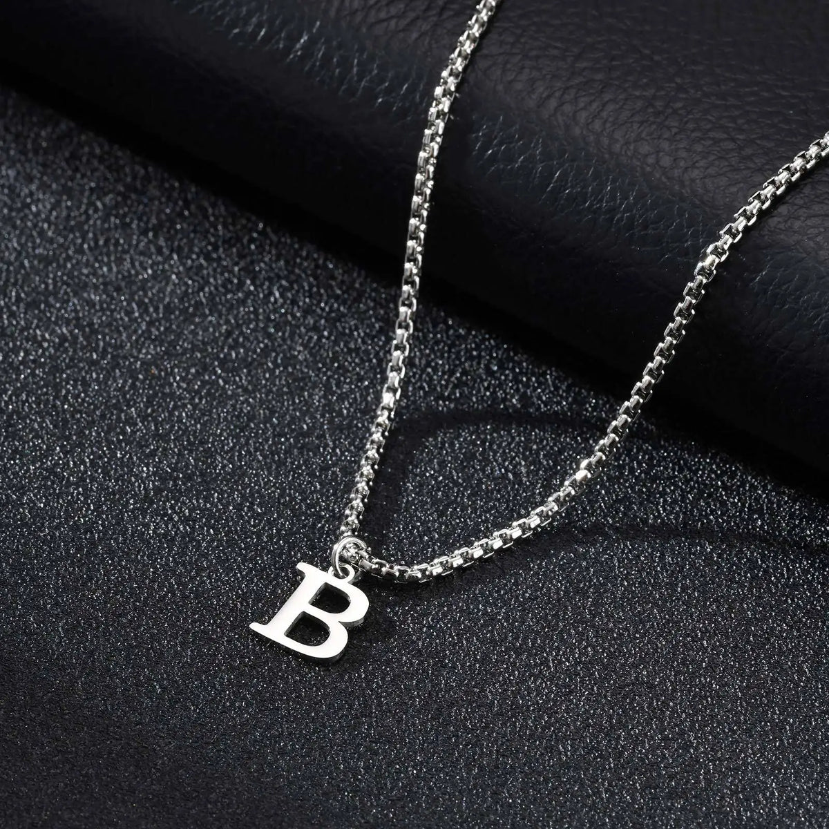 Men's necklace with B initial pendant
