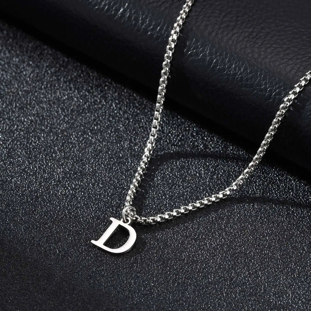 Men's necklace with D initial pendant