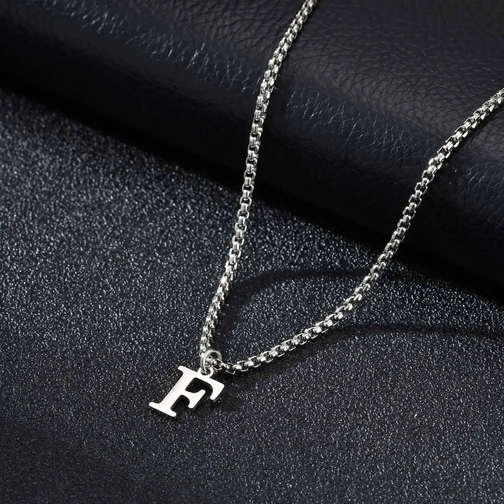 Men's necklace with F initial pendant