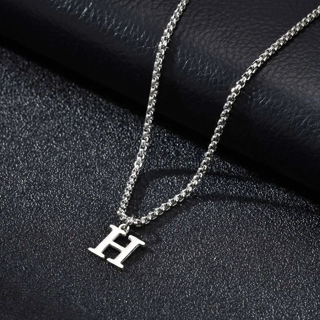 Men's necklace with H initial pendant