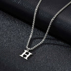 Men's necklace with H initial pendant