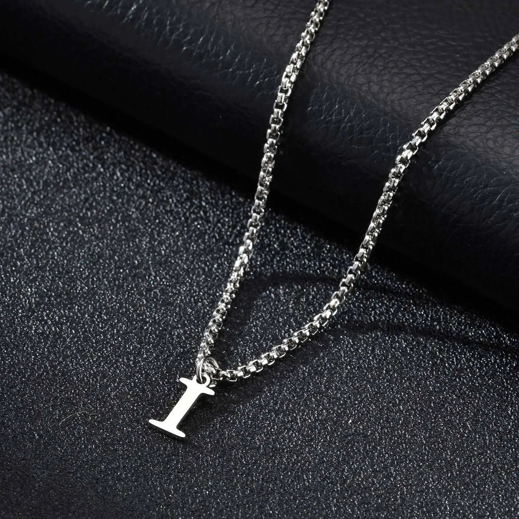 Men's necklace with I initial pendant