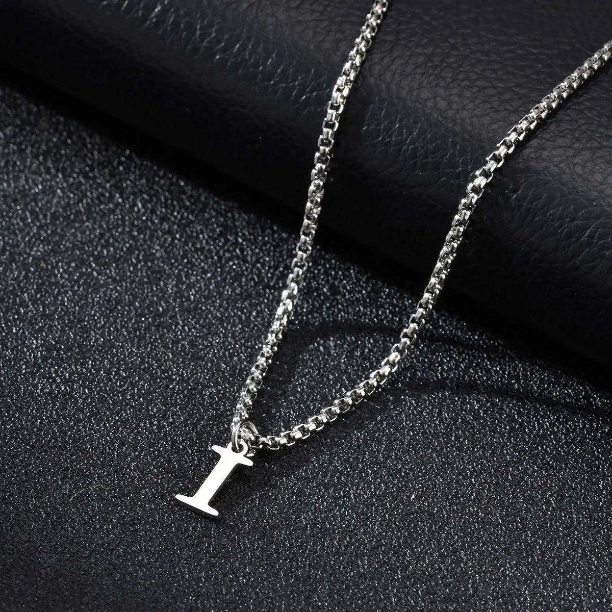 Men's necklace with I initial pendant