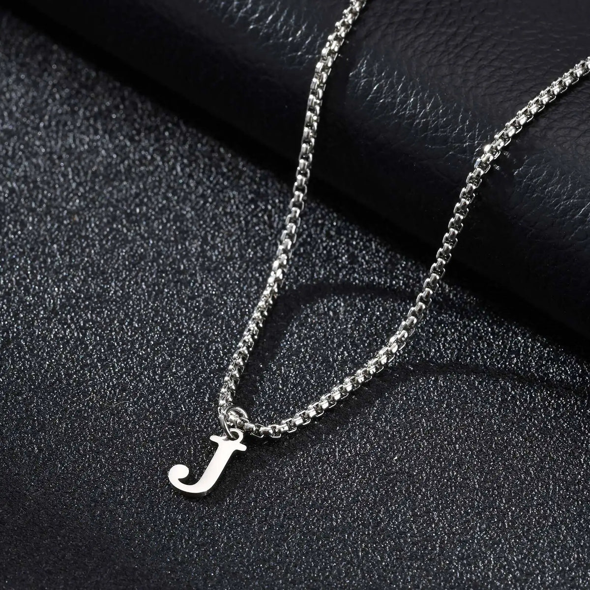 Men's necklace with J initial pendant