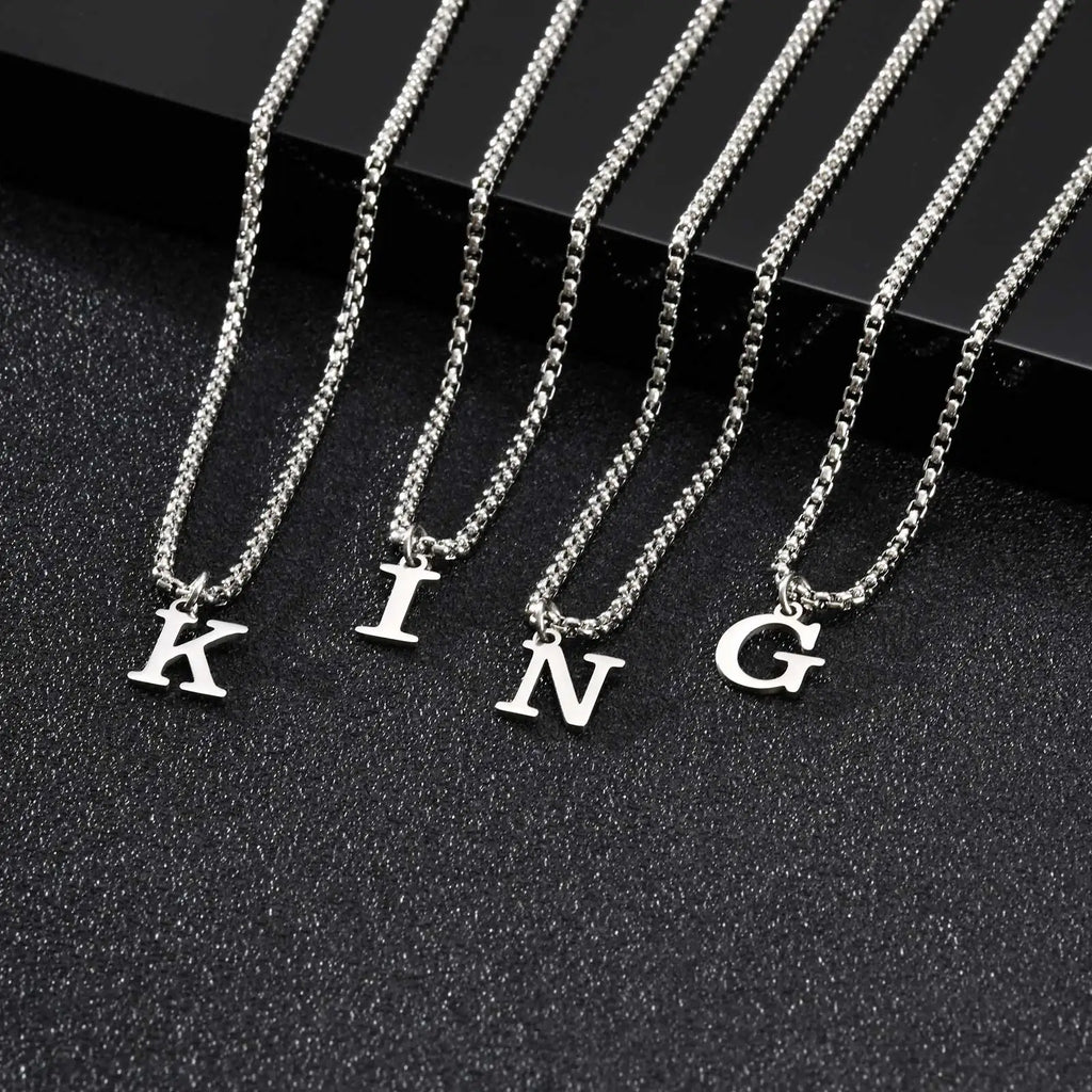 Men's necklace with K initial pendant