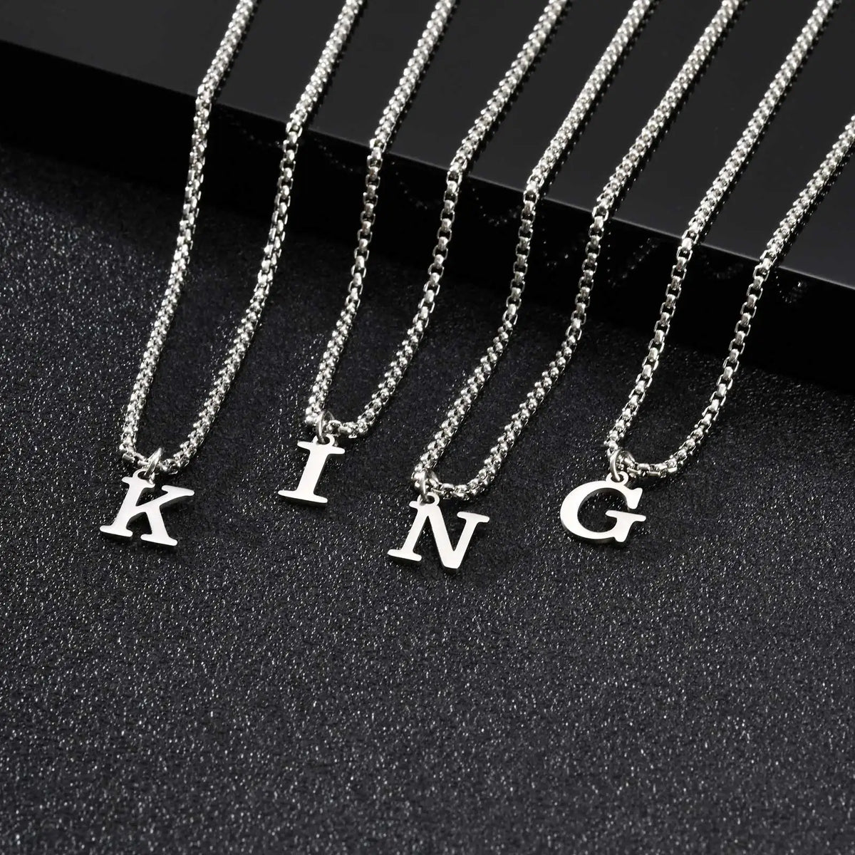 Men's necklace with K initial pendant