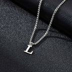 Men's necklace with L initial pendant