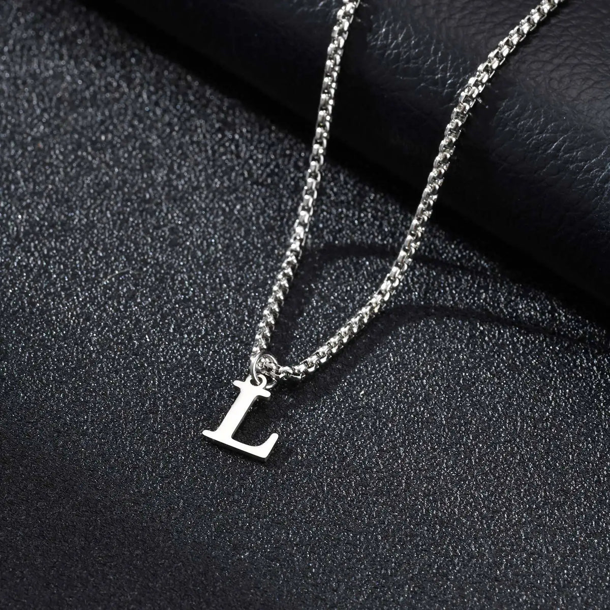 Men's necklace with L initial pendant