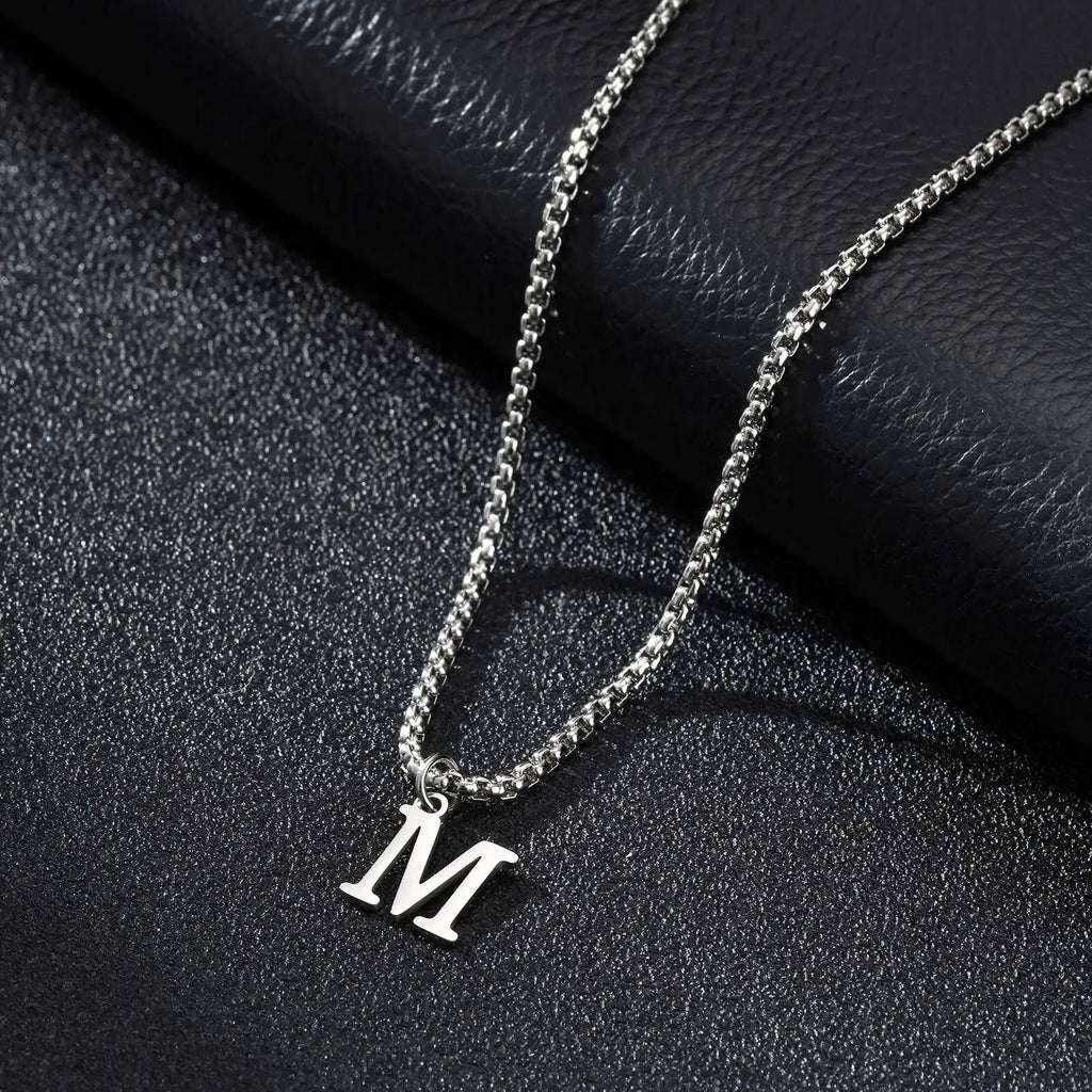Men's necklace with M initial pendant