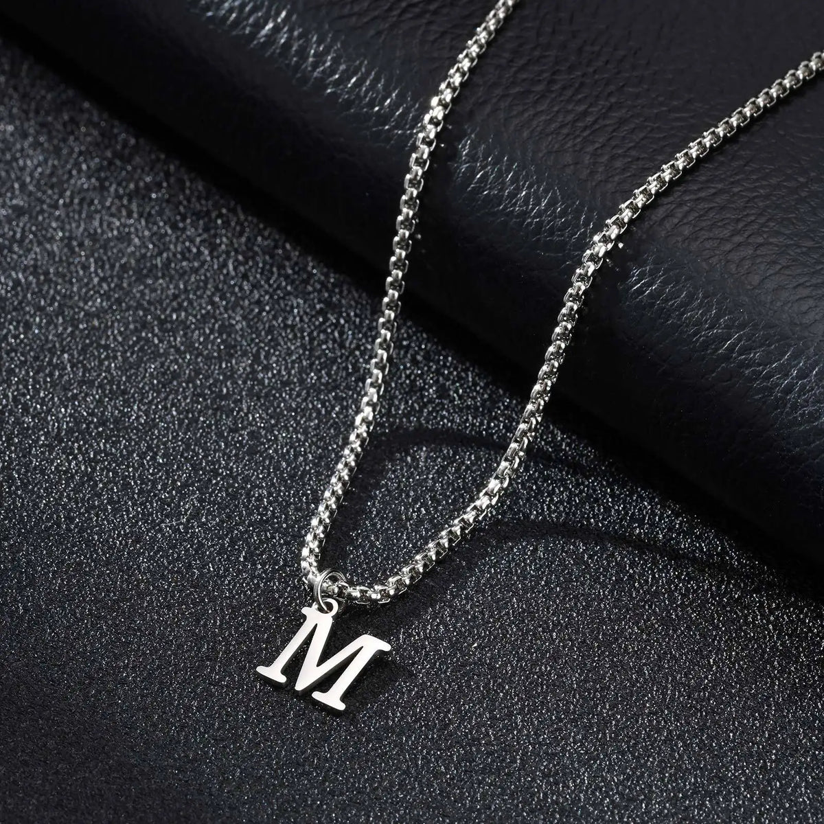 Men's necklace with M initial pendant