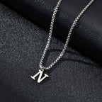 Men's necklace with N initial pendant