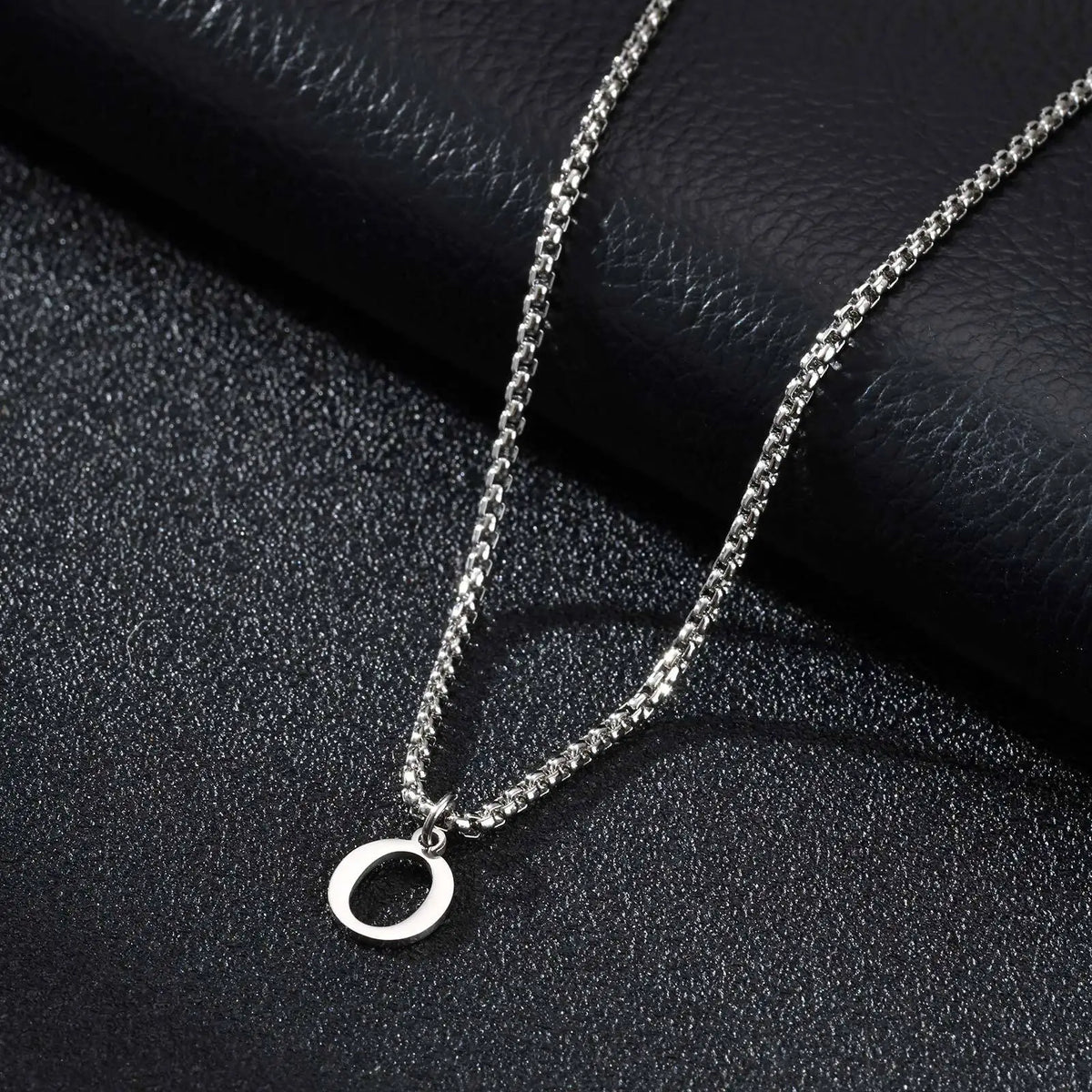 Men's necklace with O initial pendant