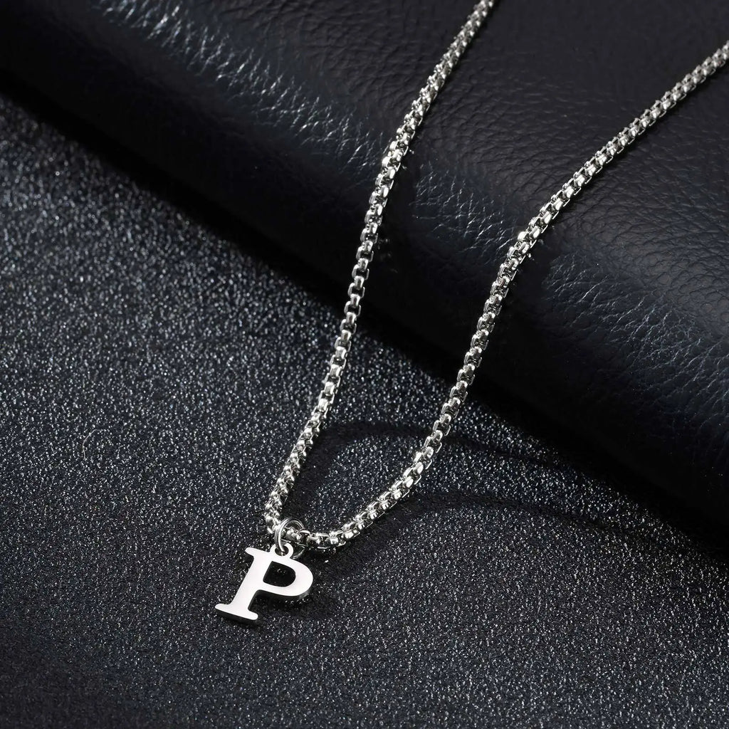 Men's necklace with P initial pendant