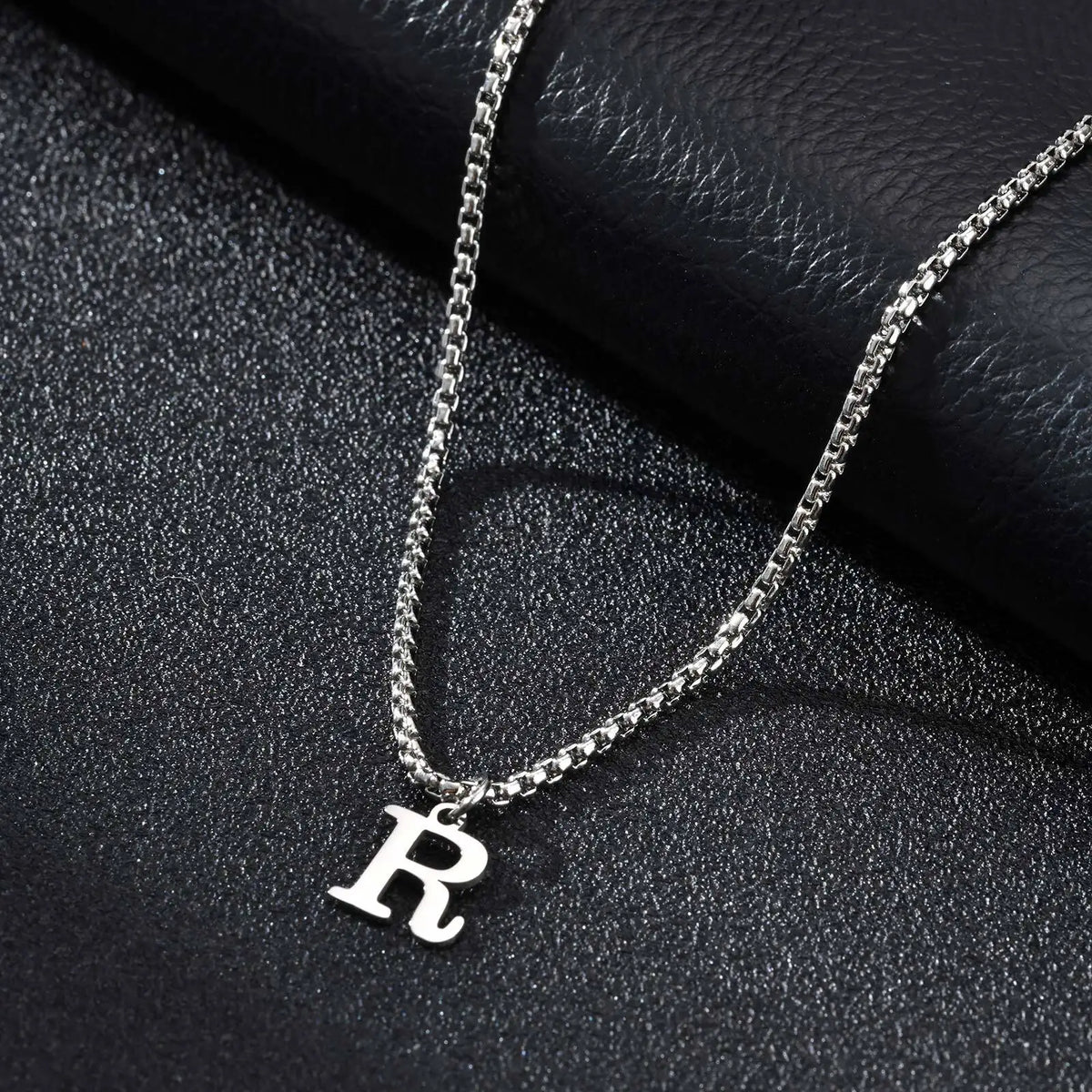 Men's necklace with R initial pendant