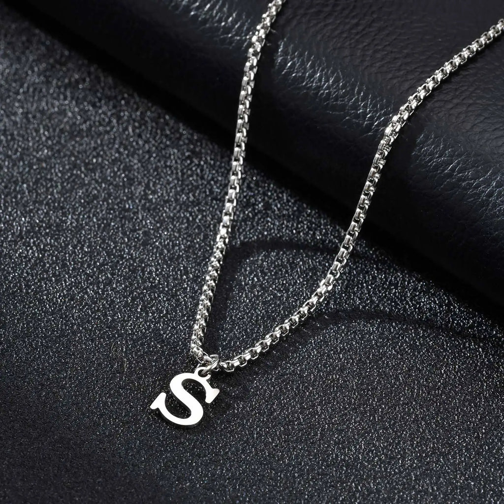 Men's necklace with S initial pendant