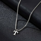 Men's necklace with T initial pendant