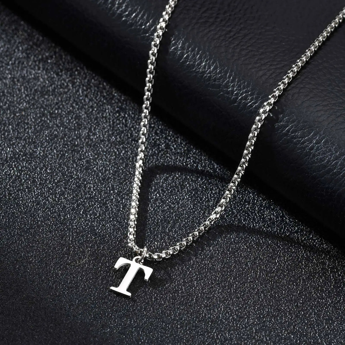 Men's necklace with T initial pendant