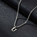 Men's necklace with U initial pendant