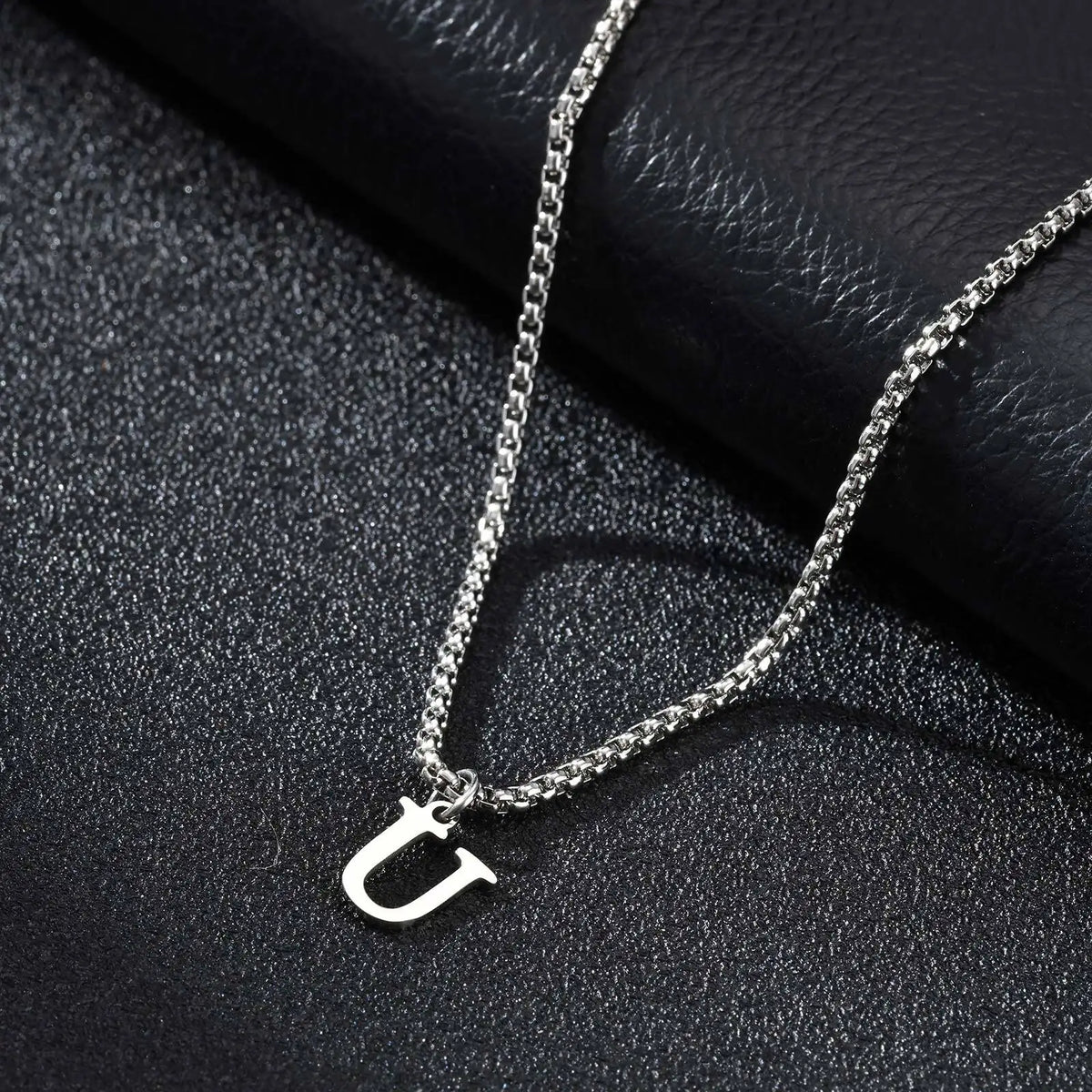 Men's necklace with U initial pendant