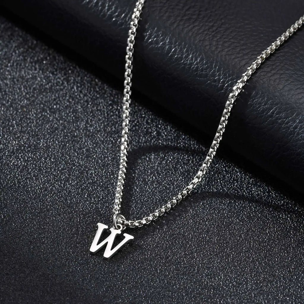 Men's necklace with W initial pendant
