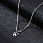Men's necklace with W initial pendant