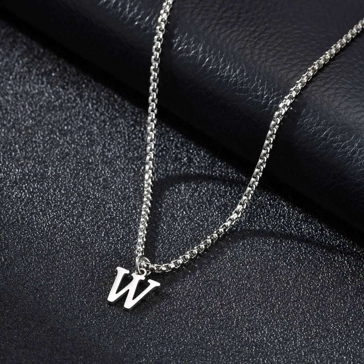 Men's necklace with W initial pendant
