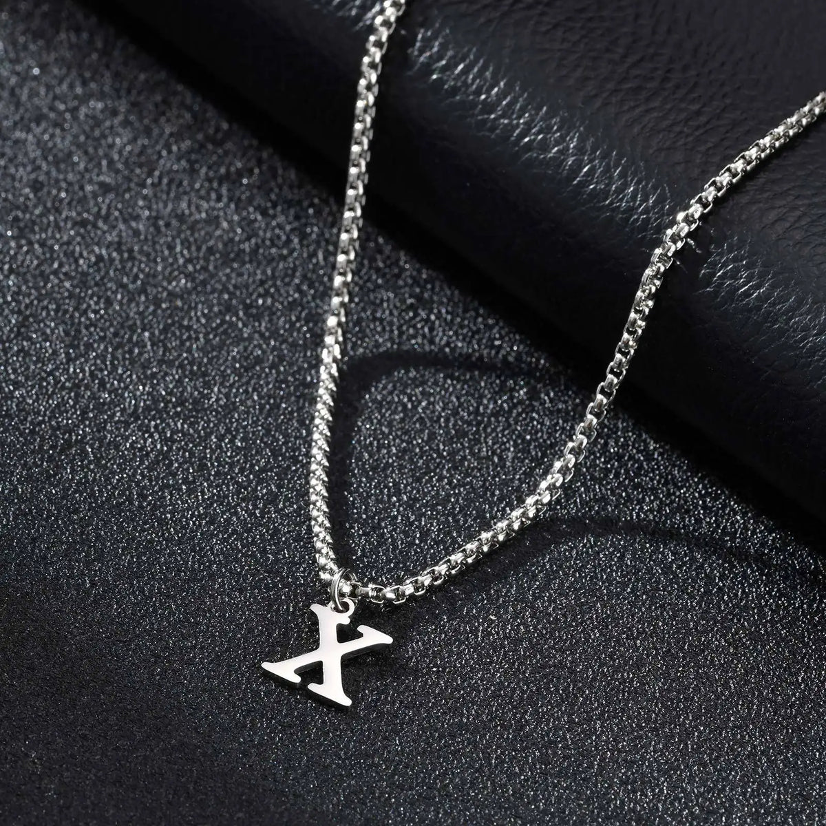 Men's necklace with X initial pendant