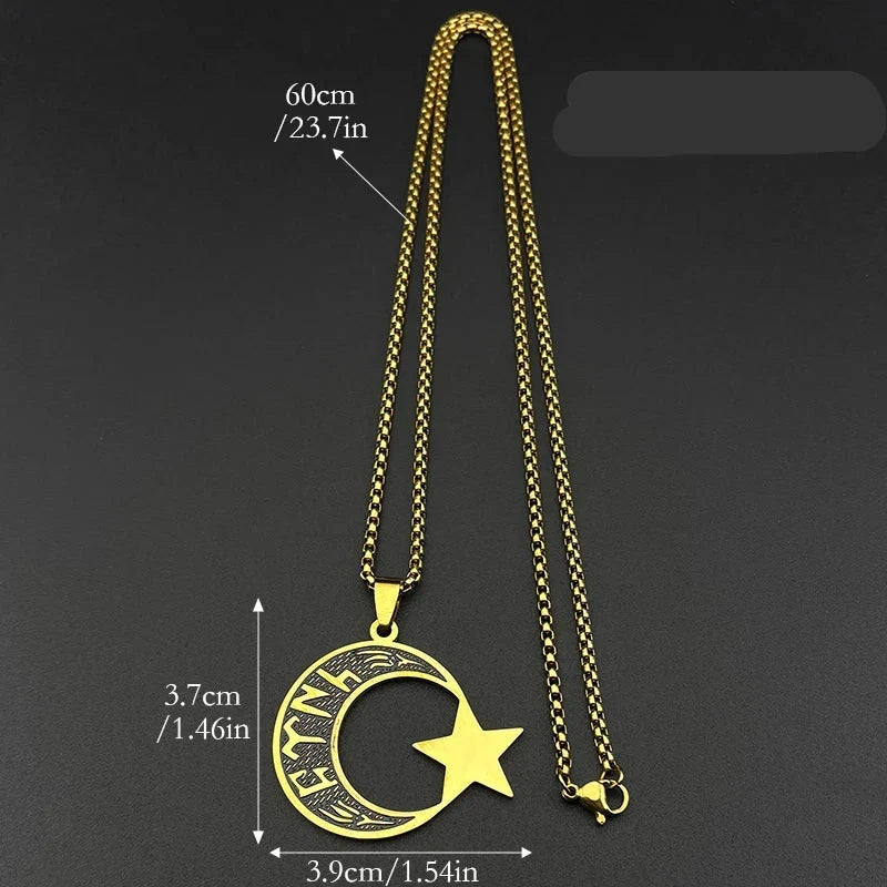 "Turk" men's necklace in Göktürk runes: crescent moon and star