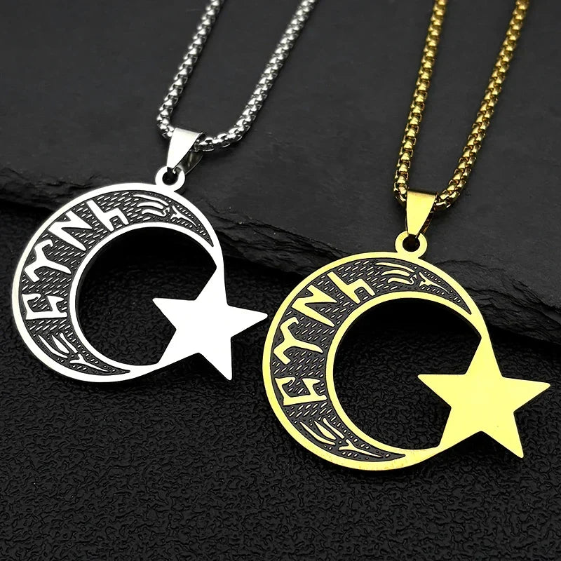 "Turk" men's necklace in Göktürk runes: crescent moon and star