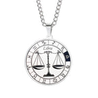Horoscope Necklace Zodiac Constellation Pendant Silver Libra