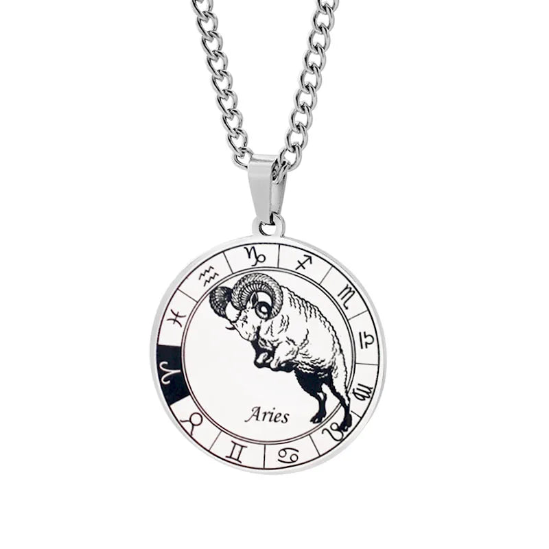 Horoscope Necklace Zodiac Constellation Pendant Silver Aries