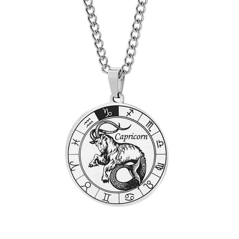 Horoscope Necklace Zodiac Constellation Pendant Silver Capricorn