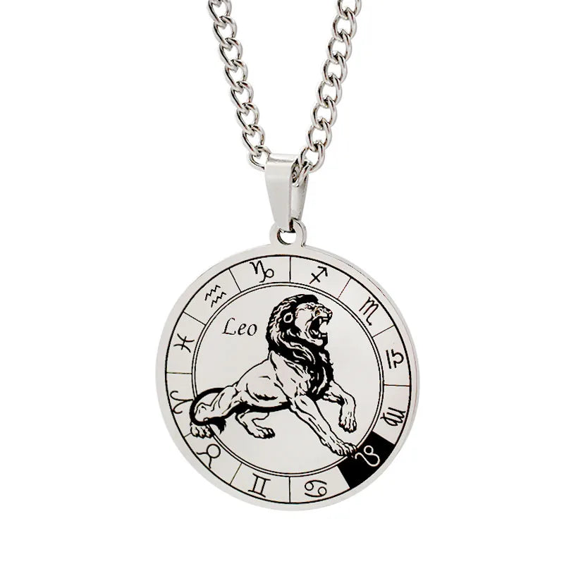 Horoscope Necklace Zodiac Constellation Pendant Silver Leo