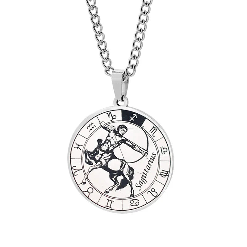 Horoscope Necklace Zodiac Constellation Pendant Silver Sagittarius