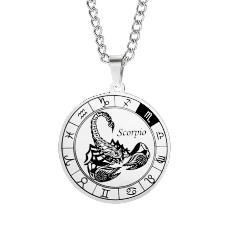 Horoscope Necklace Zodiac Constellation Pendant Silver Scorpio