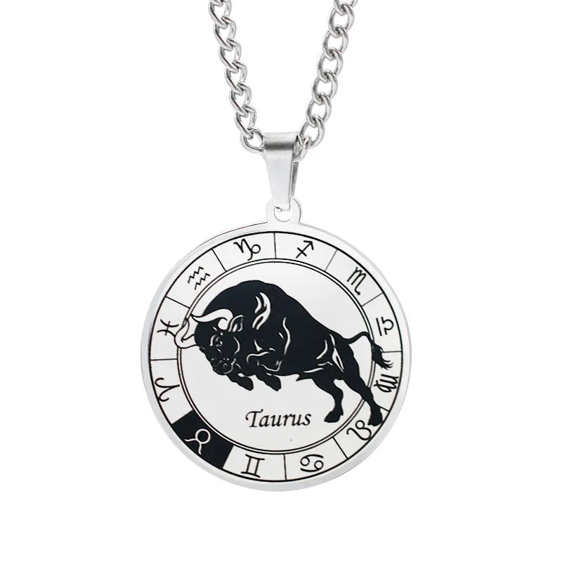 Horoscope Necklace Zodiac Constellation Pendant Silver Taurus