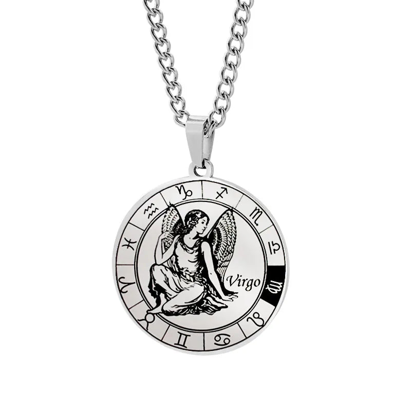 Horoscope Necklace Zodiac Constellation Pendant Silver Virgo